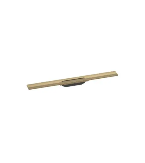 Duschrinne in gebürsteter Bronze von Hansgrohe, flache Konstruktion mit einer schlanken Form, geeignet zur Wandmontage und kürzbar.